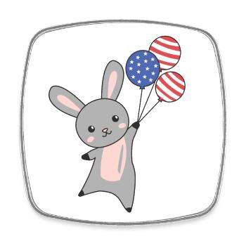 lapin vole ballons usa animaux mignons lapins - Magnet carré - blanc - Devant