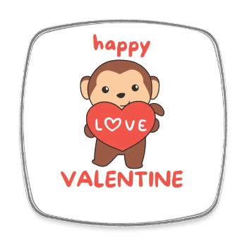 Singe pour la Saint-Valentin animaux mignons avec des cœurs - Magnet carré - blanc - Devant
