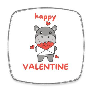 Hippopotame pour la Saint-Valentin animaux mignons avec des cœurs - Magnet carré - blanc - Devant