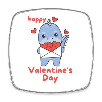 Dino zum Valentinstag süße Tiere mit Herzen - Viereckiger Kühlschrankmagnet - Weiß - Vorne