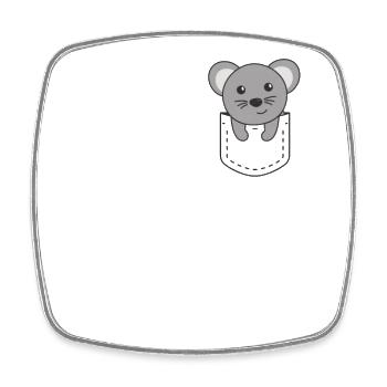 Mouse in pocket cute mouse in breast pocket - Square fridge magnet - white - Front