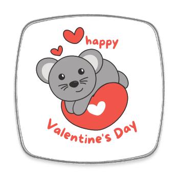 Maus zum Valentinstag süße Tiere mit Herzen - Viereckiger Kühlschrankmagnet - Weiß - Vorne