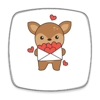Cerf pour la Saint-Valentin animaux mignons avec des cœurs - Magnet carré - blanc - Devant