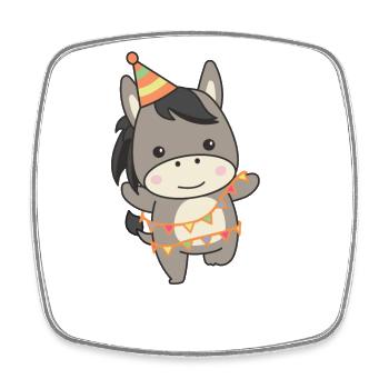 Esel zum Geburtstag für Kinder ein Geschenk - Viereckiger Kühlschrankmagnet - Weiß - Vorne