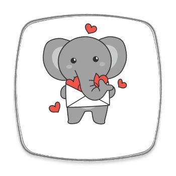 Elephant for Valentine's Day cute animals with hearts - Square fridge magnet - white - Front