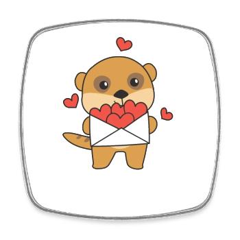 Meerkats for Valentine's Day cute animals with hearts - Square fridge magnet - white - Front