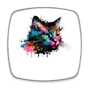 Mignon petit chat Pour les amoureux des chats Coloré - Magnet carré - blanc - Devant