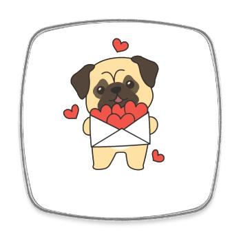 Carlin pour la Saint-Valentin animaux mignons avec des cœurs - Magnet carré - blanc - Devant