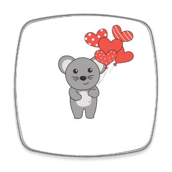 Maus zum Valentinstag süße Tiere mit Herzen - Viereckiger Kühlschrankmagnet - Weiß - Vorne