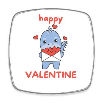 Dino zum Valentinstag süße Tiere mit Herzen - Viereckiger Kühlschrankmagnet - Weiß - Vorne