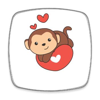 Singe pour la Saint-Valentin animaux mignons avec des cœurs - Magnet carré - blanc - Devant