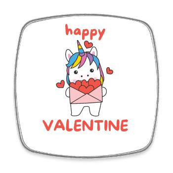 Licorne pour la Saint-Valentin animaux mignons avec des cœurs - Magnet carré - blanc - Devant