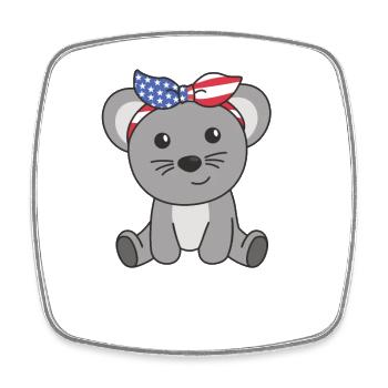 4 juillet American Mouse for Kids USA Mouse - Magnet carré - blanc - Devant