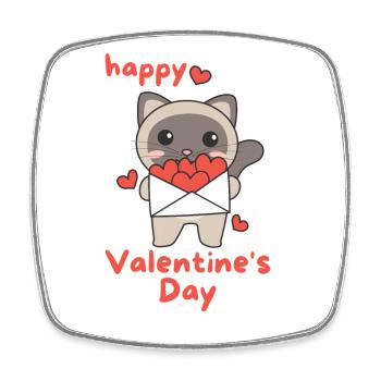 Siamkatze zum Valentinstag süße Tiere mit Herzen - Viereckiger Kühlschrankmagnet - Weiß - Vorne