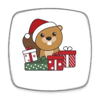Beaver Christmas Gift Winter Animals Beaver - Square fridge magnet - white - Front