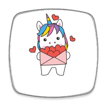 Licorne pour la Saint-Valentin animaux mignons avec des cœurs - Magnet carré - blanc - Devant