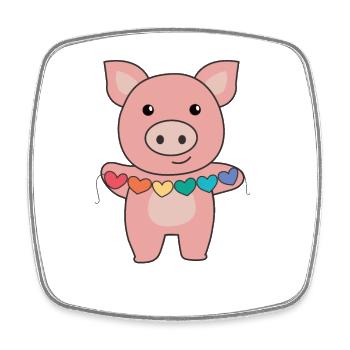 Rainbow Flag Gay Pride LGBTQ Hearts Pig - Square fridge magnet - white - Front