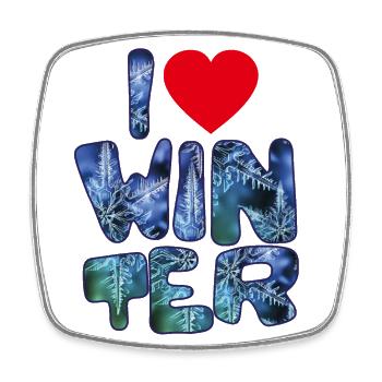 Winter mots with snowflakes for fans of winter - Square fridge magnet - white - Front