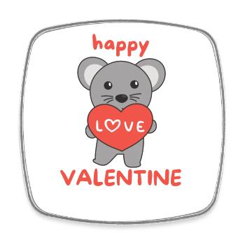 Maus zum Valentinstag süße Tiere mit Herzen - Viereckiger Kühlschrankmagnet - Weiß - Vorne