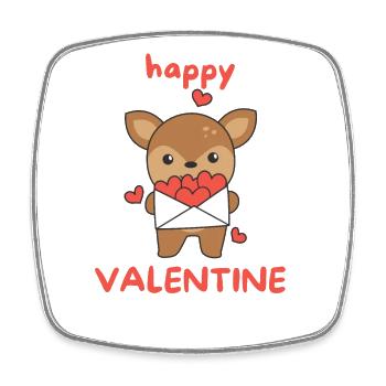Cerf pour la Saint-Valentin animaux mignons avec des cœurs - Magnet carré - blanc - Devant