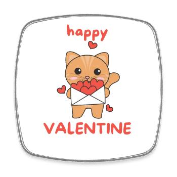 Chat pour la Saint-Valentin animaux mignons avec des cœurs - Magnet carré - blanc - Devant