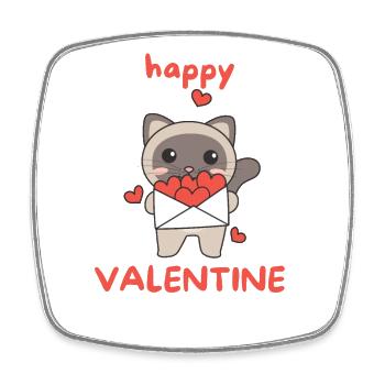 Siamkatze zum Valentinstag süße Tiere mit Herzen - Viereckiger Kühlschrankmagnet - Weiß - Vorne