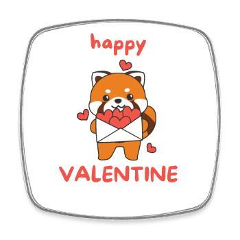 Panda roux pour la Saint-Valentin animaux mignons avec des cœurs - Magnet carré - blanc - Devant