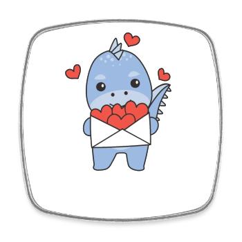 Dino zum Valentinstag süße Tiere mit Herzen - Viereckiger Kühlschrankmagnet - Weiß - Vorne