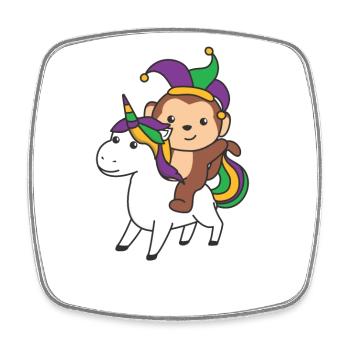 Mardi Gras Affe mit Einhorn Faschings Kostüm - Viereckiger Kühlschrankmagnet - Weiß - Vorne
