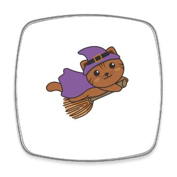 Katze Halloween Hexe Kinder Hexen Kostüm - Viereckiger Kühlschrankmagnet - Weiß - Vorne
