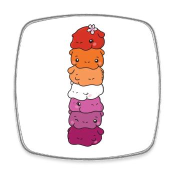 Lesbian Flag Pride LGBTQ Cute Hippo - Square fridge magnet - white - Front