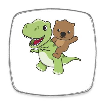 Wombat monte sur un Dino mignon T-Rex avec des wombats - Magnet carré - blanc - Devant