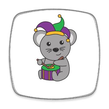 Carnival Mouse with Drum Carnival Costume - Square fridge magnet - white - Front