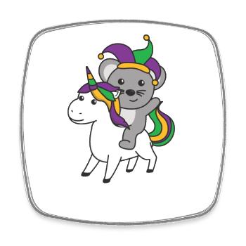 Mardi Gras Maus mit Einhorn Faschings Kostüm - Viereckiger Kühlschrankmagnet - Weiß - Vorne