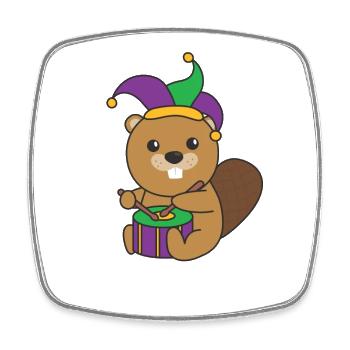 Carnival Beaver with Drum Carnival Costume - Square fridge magnet - white - Front