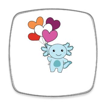 Lesbian Flag Balloon Hearts Pride LGBTQ Axolotl - Square fridge magnet - white - Front