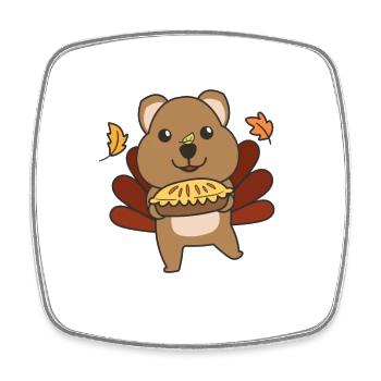 thanksgiving day outfits Truthahn Quokka mit Pie - Viereckiger Kühlschrankmagnet - Weiß - Vorne