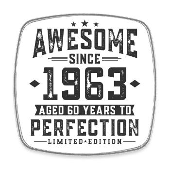 1963 vintage vintage 60 birthday gift - Square fridge magnet - white - Front