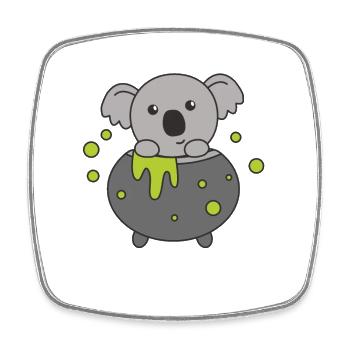 Koala Happy Halloween Cauldron Bat - Magnet carré - blanc - Devant