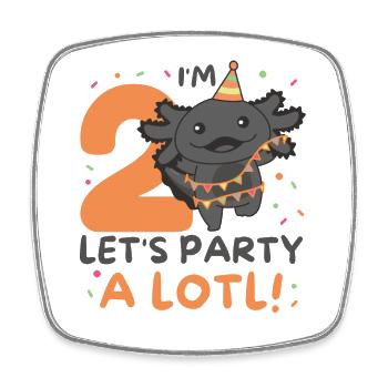 2nd birthday axolotl two years old sweet axolotls - Square fridge magnet - white - Front