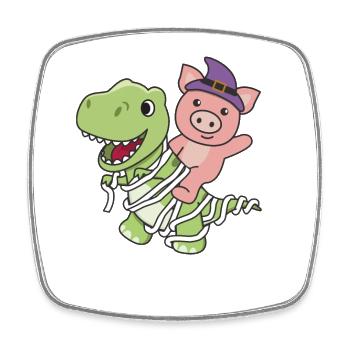 Cochon Joyeux Halloween T-Rex Costume de momie - Magnet carré - blanc - Devant