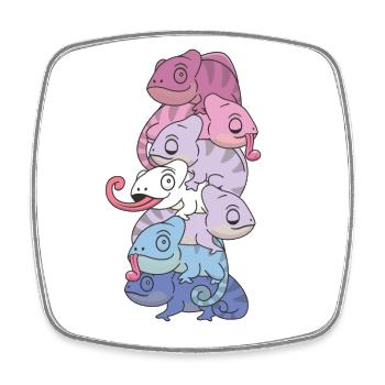 Bigender Flag Pride LGBTQ Chameleon Bunch - Magnet carré - blanc - Devant