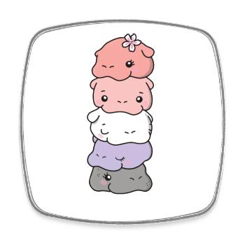 cupioromantic Flag Pride LGBTQ cute hippo - Square fridge magnet - white - Front