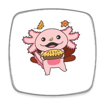 thanksgiving day outfits Truthahn Axolotl mit Pie - Viereckiger Kühlschrankmagnet - Weiß - Vorne