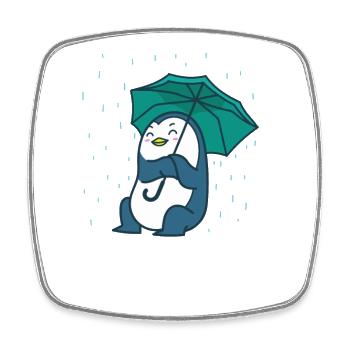 Penguin with an umbrella Antarctica - Square fridge magnet - white - Front