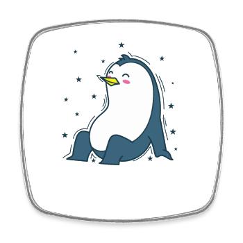 Le pingouin et le ciel nocturne Antarctique - Magnet carré - blanc - Devant