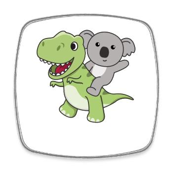 Koala reitet auf T-Rex süßer Dino mit Koalas - Viereckiger Kühlschrankmagnet - Weiß - Vorne