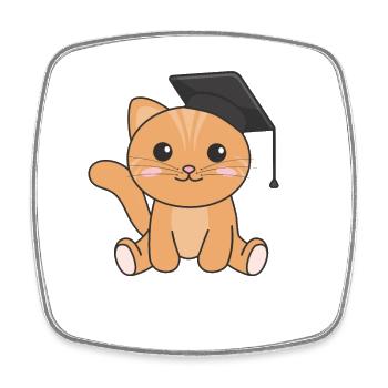 Kids Kindergarten nailed it Cat Graduation - Square fridge magnet - white - Front