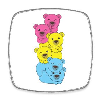 Pansexual Flag Pride LGBTQ Cute Bear Bunch - Magnet carré - blanc - Devant