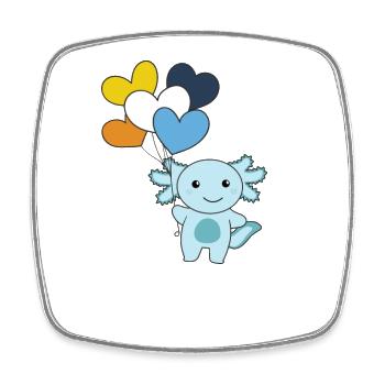 Aroace Flagge Ballon Herz Pride LGBTQ Axolotl - Viereckiger Kühlschrankmagnet - Weiß - Vorne